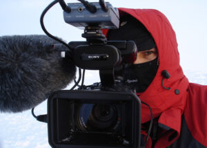 Video Journalist Tom Chown at the North Pole