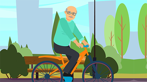 Patient riding bicycle