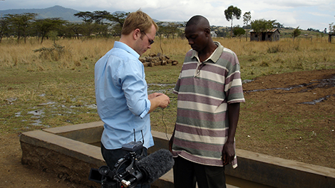 Tom Chown filming on location in Kenya